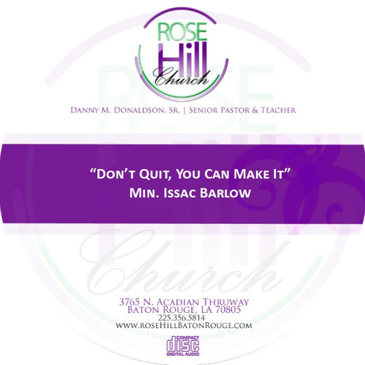Don't Quit, You Can Make It - Min. Barlow (CD)